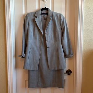 J.G. Hook Grey Dress Suit Career Outfit With Blazer Coat, Size 2P Small